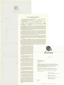Lot of (3) Mike Singletary Chicago Bears Correspondence & Contracts From Various Years (Singletary LOA)